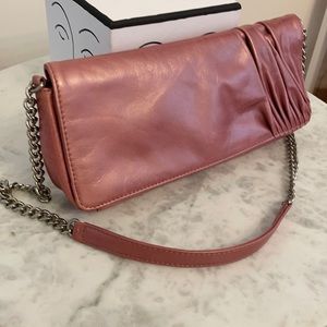 Vintage Rose leather Hobo clutch